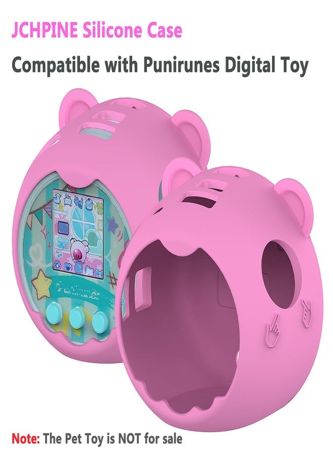 JCHPINE Silicone Cover Case for Punirunes Interactive Digital Toy, Protective Skin Sleeve for Punirunes Digital Pet Toys Squishy Characters Electronic Pets Accessories (Pink Case) - Image 3